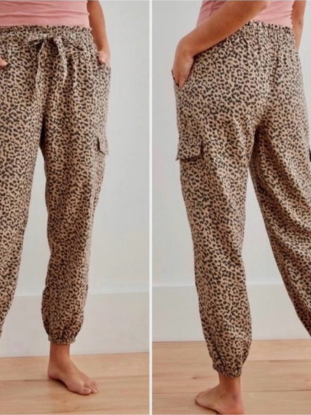 Aerie Large Leopard Print Relaxed Cargo Joggers - Tan